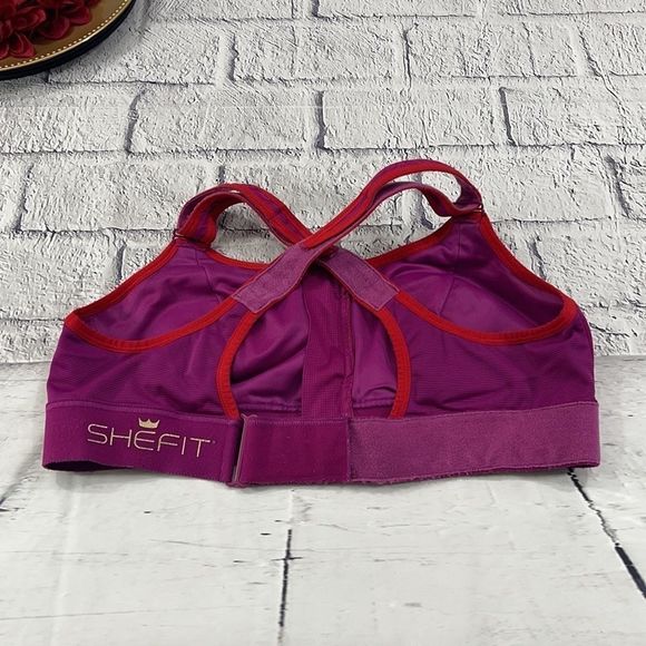 Women’s She Fit Multicolored Padded Athletic Zip Front Velcro Sports Bra CX10 - Picture 3 of 12